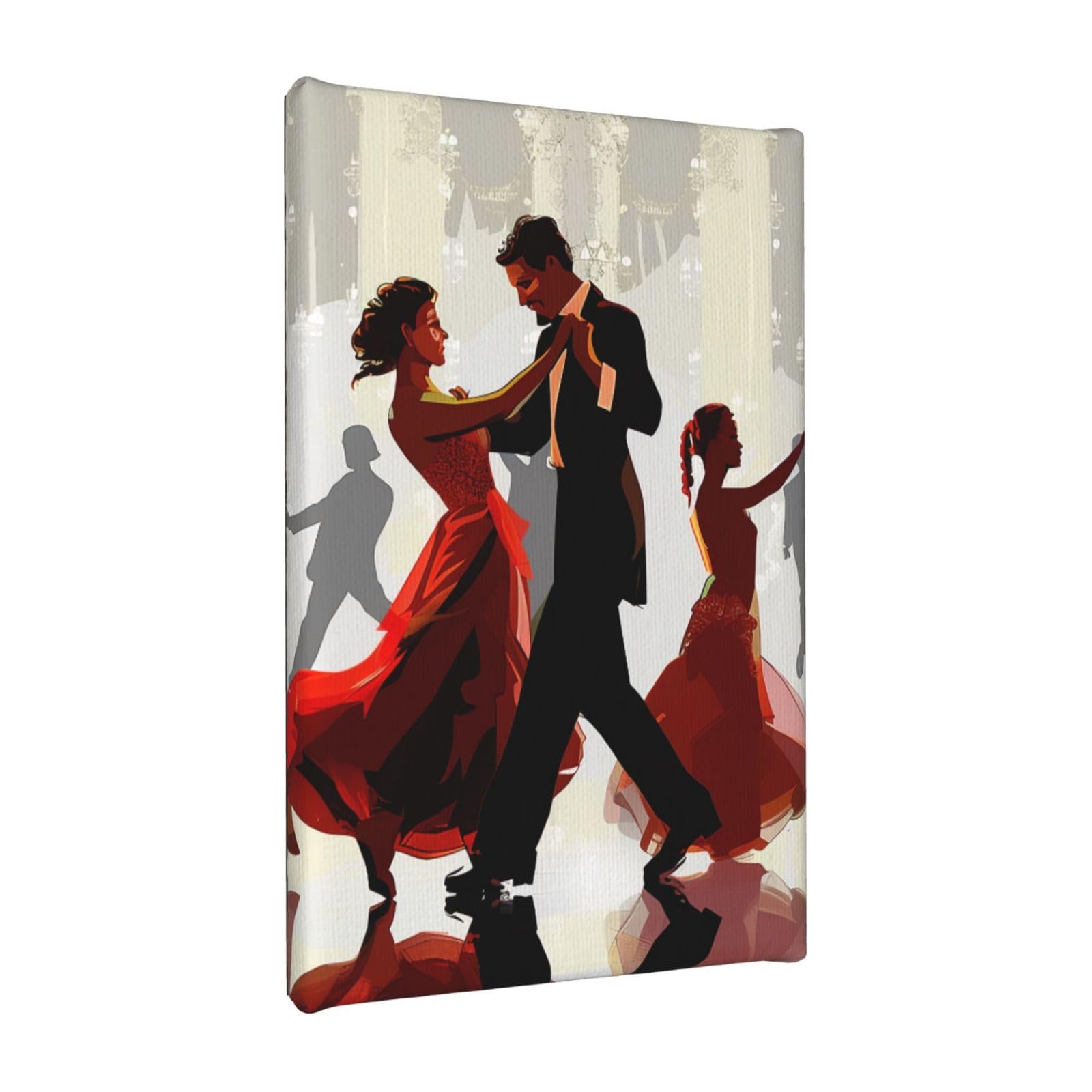 Ykljg Ballroom Dance Printed Wall Art Canvas Painting 20X30 Cm Wooden Framed Picture Painting Artwork Prints For Bedroom Kitchen Home Office Decor