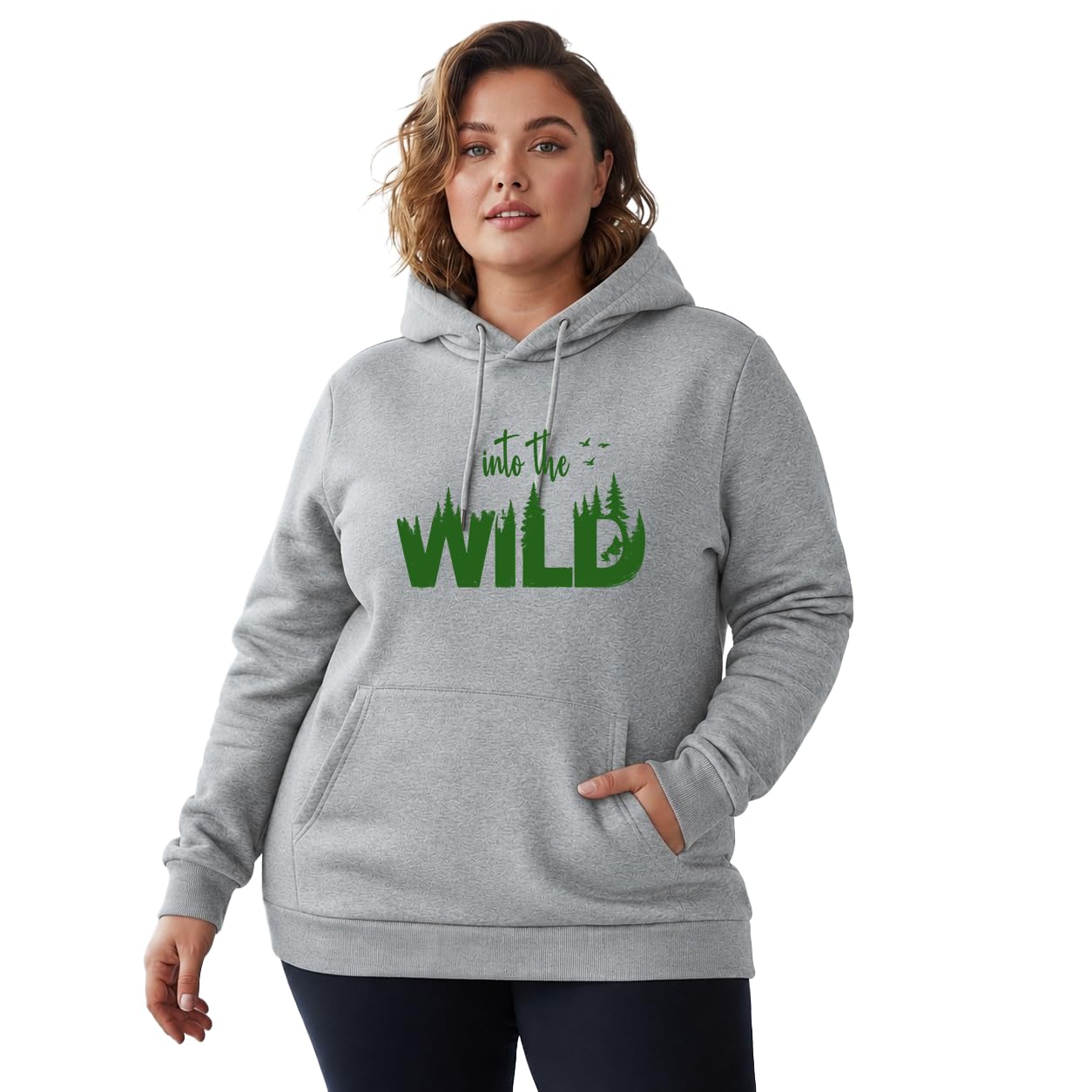 Women's Cotton Fleece Grey Melange Full Sleeve Graphic Printed Plus Size Hooded Sweatshirt | 2XL, 3XL, 4XL, 5XL Hoodies for Womens Winter Wear | 686-image-39
