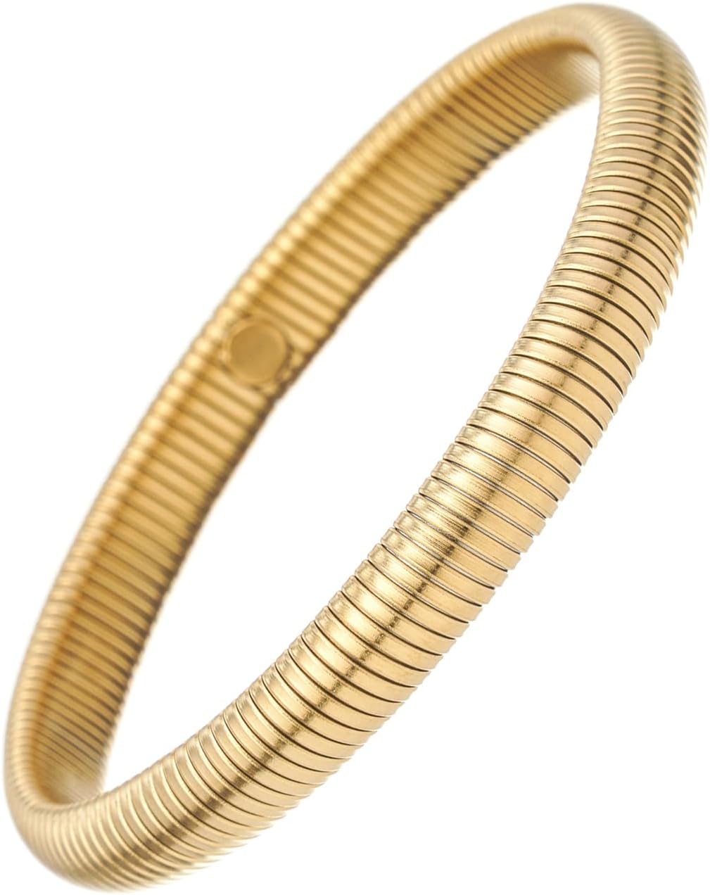 kelistom 14K Gold/Silver Tone Stainless Steel Stretch Bracelets Bangles for Women Men Beaded Bracelets Gold Stretch Bead Ball Bracelet Gifts