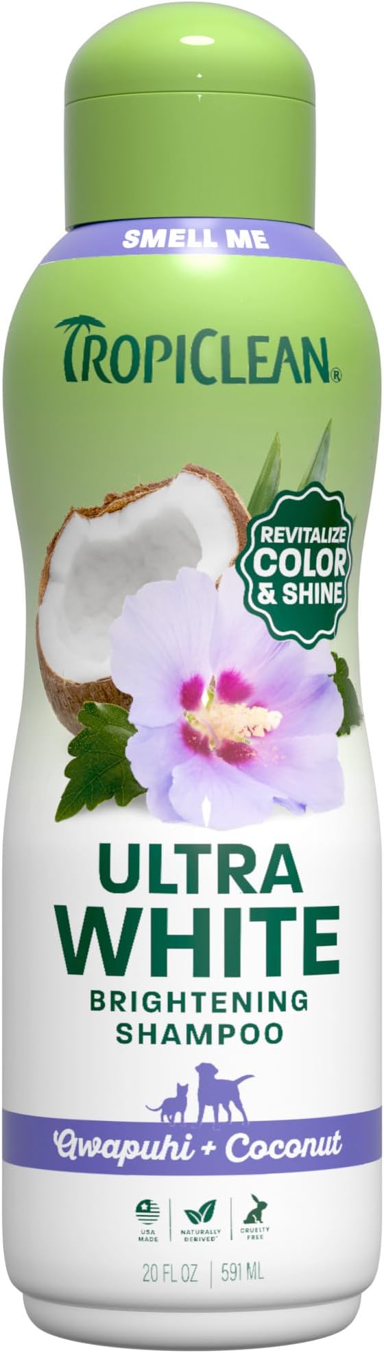 Whitening Dog Shampoo, Whitening & Brightening, For All Coat & Color Types, Puppy Safe, Made in the USA, Cat Friendly, 20oz.