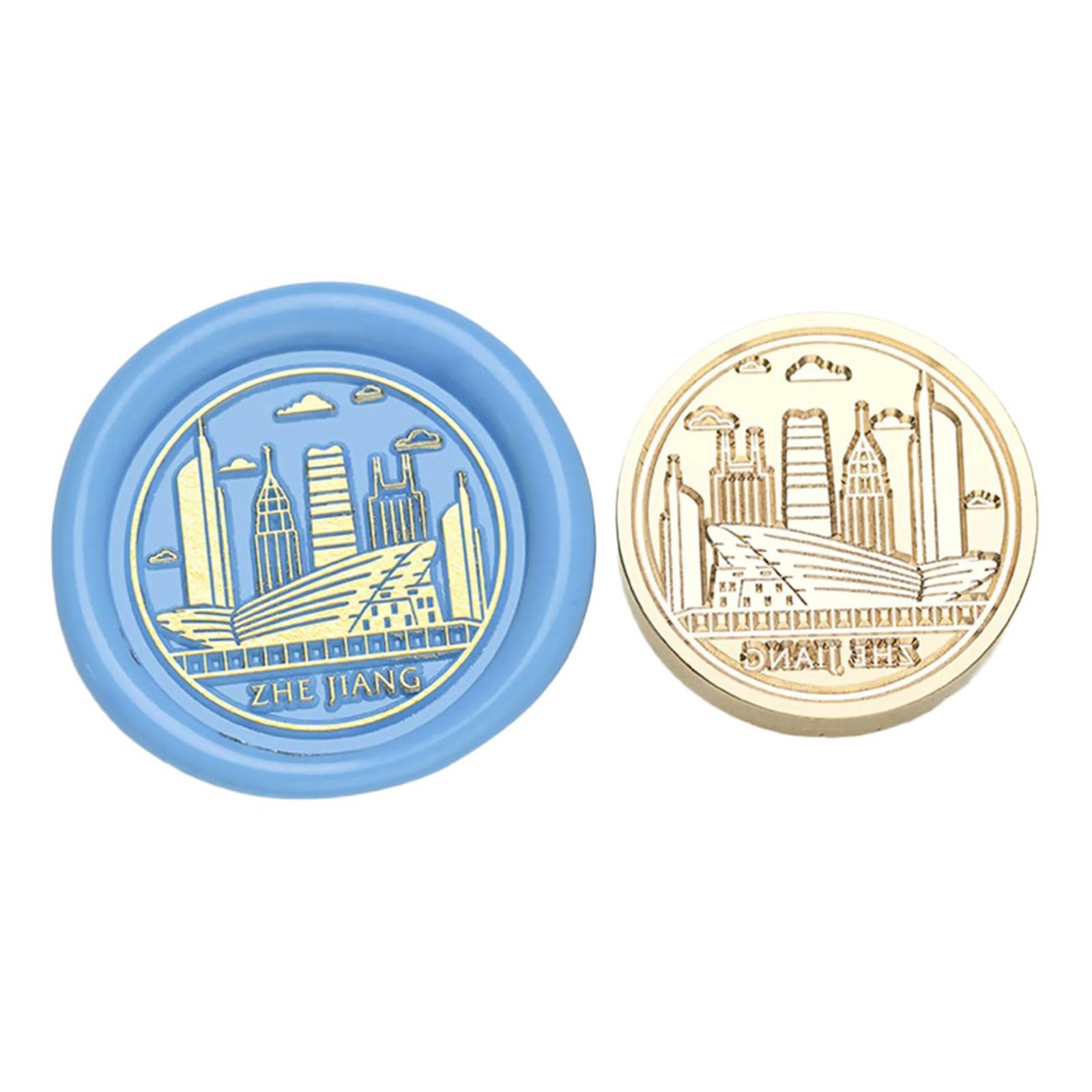 Yhplxyuus Landmark Building Themed Seal Stamp Round Metal Seal Stamp Head for Envelope Card Scrapbooking Embellishment Great Wall of China