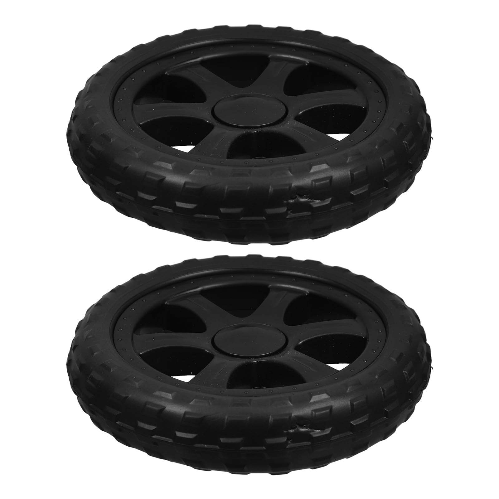 Healifty 2pcs Heavy Duty Black Snowflake Trolley Wheels Replacement Casters for Shopping Cart Foldable Hand Truck with Sturdy Bearings Suitable for Grocery and Indoor Use