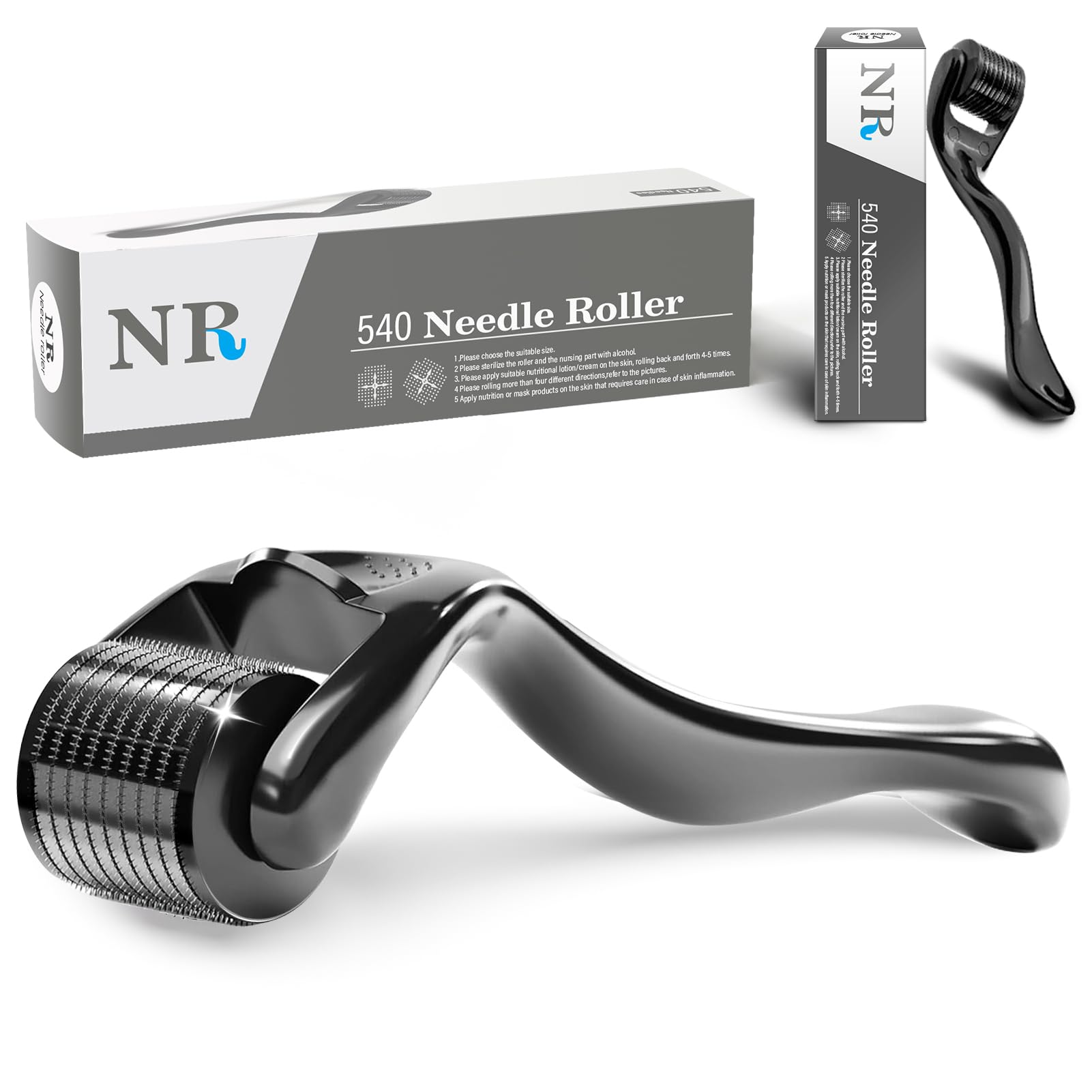 Titanium Derma Roller with 540 Needles for Face Beard Hair Gentle Massage Roller for Daily Skincare Routine Suitable