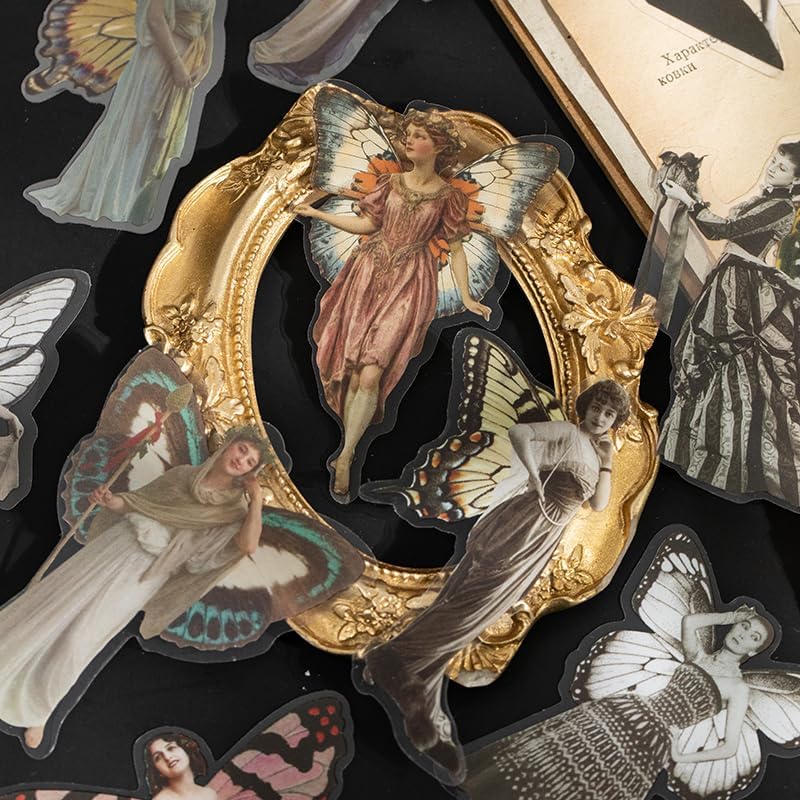 Miniatura 9 de Alideco 120 calcomanías para álbumes de recortes, figuras retro, álbumes de recortes, diario de basura, manualidades, decoración de adornos