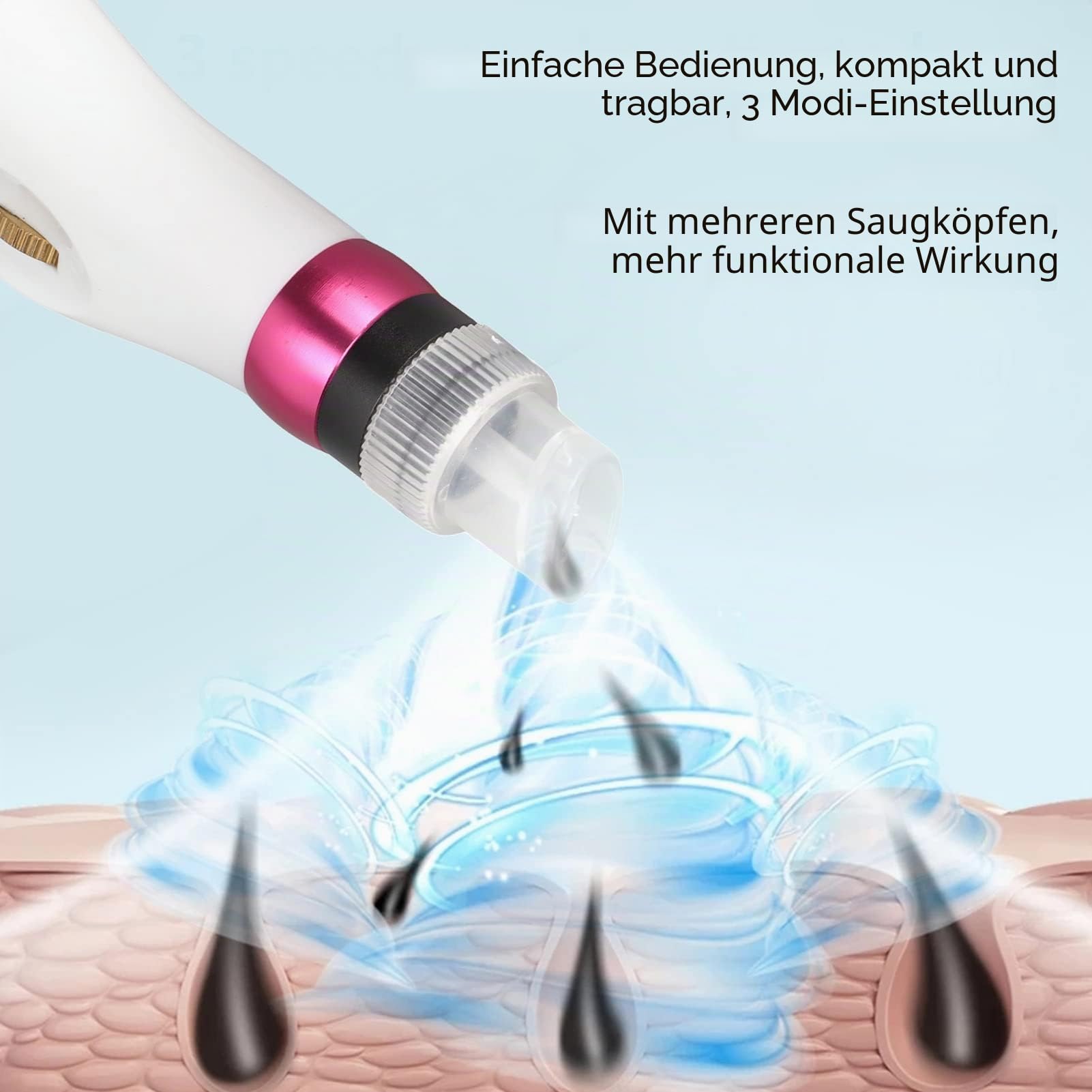 Mitesser-Entferner, Porenstaubsauger, 3 Saugstärken, 8 Sonden, wiederaufladbares USB-Mitesser-Staubsauger-Set, Gesichtsporenreiniger, elektrisches Extraktionswerkzeug für Frauen