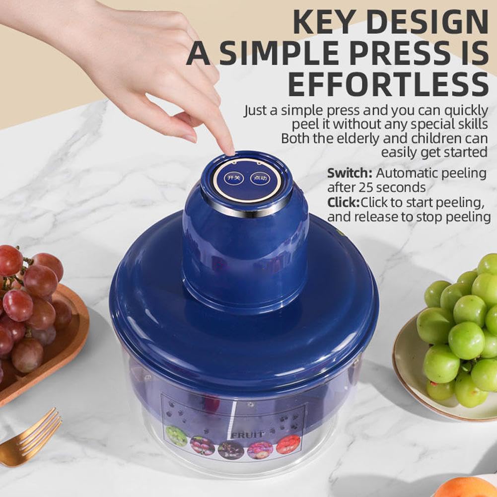 Pelatrice elettrica dell'uva, Strumento Automatico per sbucciare Piccoli Frutti, Estrattore di Pelle per pelapatate, Macchine per Frutta Intelligenti Commerciali Ricaricabili (White)