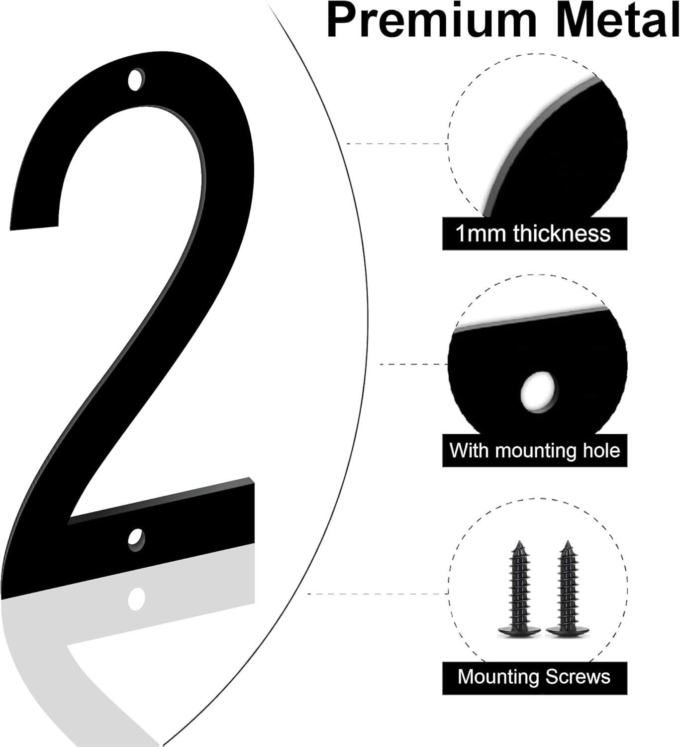 5 InchStainless Steel House Numbers, Metal Address Numbers and Letters, Black Door Mailbox Number, House Address Letter and Number for Office Home Farm Outside (Alloy number 2)