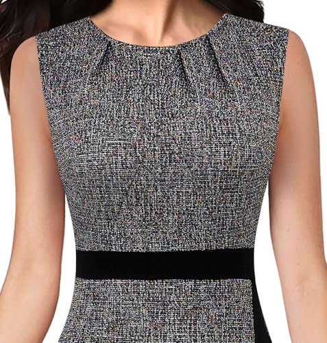 Image of VFSHOW Womens Pleated Crew Neck Front Split Work Business Office Party Bodycon Pencil Sheath Dress