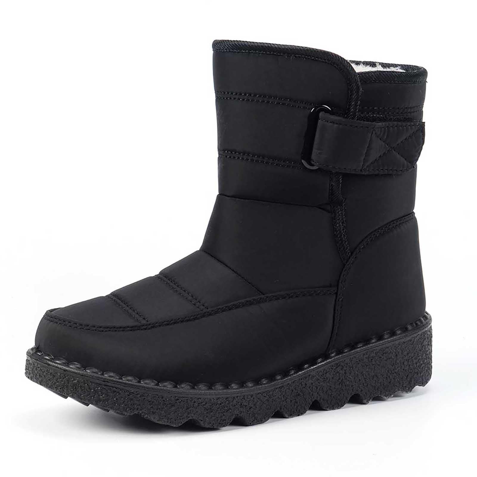 Womens Winter Boots Fashion Western Anti-Slip Snow Booties Athletic Waterproof Zip Up Slip On Boots Work Snow Trekking