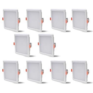 D?Mak 8 Watt Square PC LED Conceal Panel Ceiling Light for POP False Ceiling, Poly Carbonate Material, LED Light with Chip for Living Room, Bedroom and Hall (Natural White, 10)