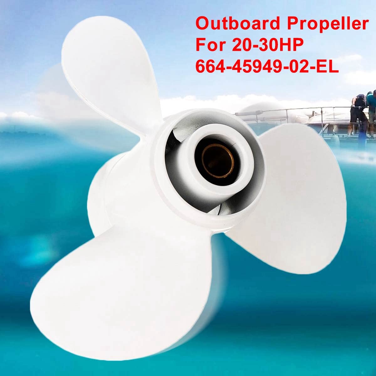 664-45949-02-El Bootspropeller 9 7/8 x 13 für 20 – 30 PS, Rotation, eine gerade, 3 Klingen, weiß