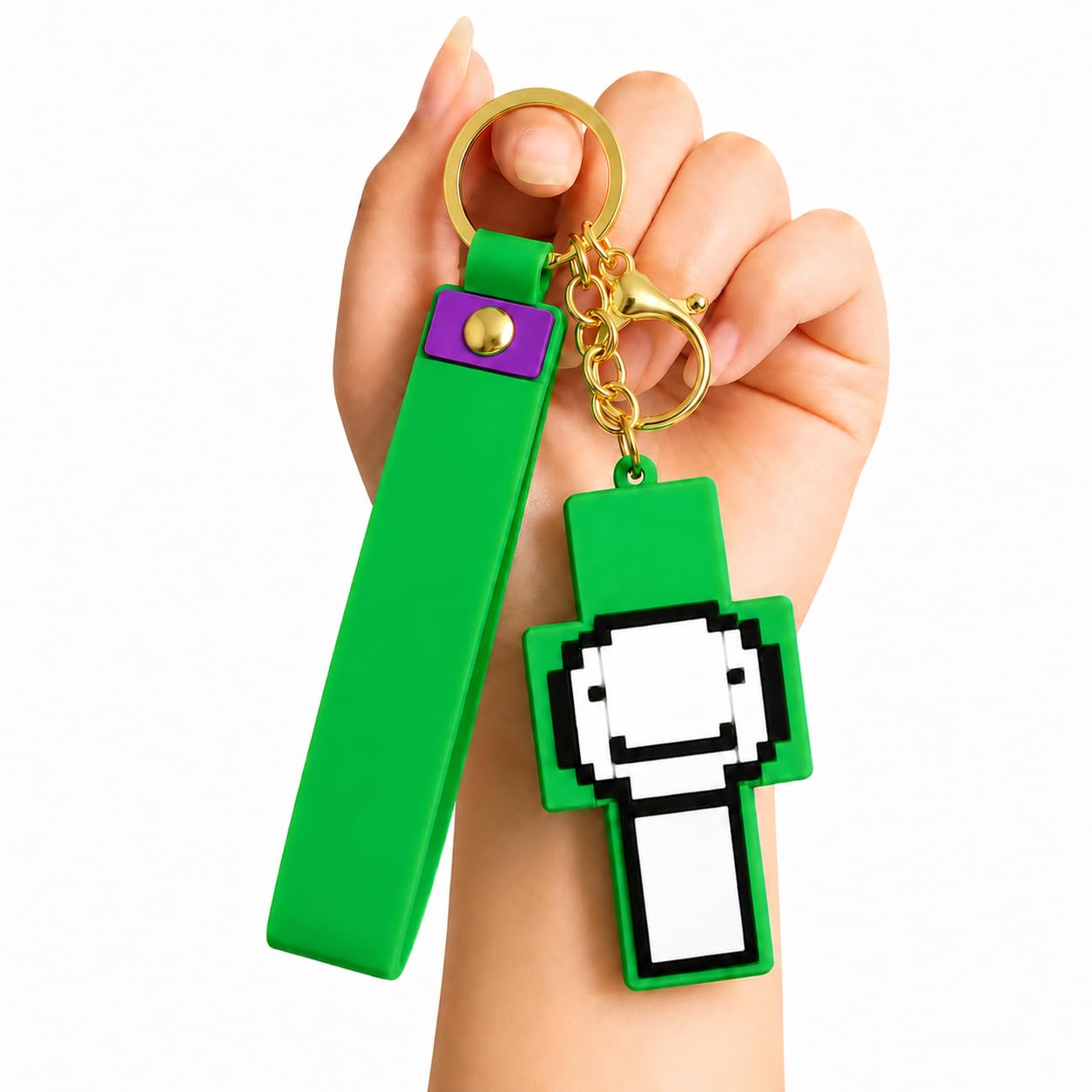 BOENJOY GIFTS- Mine Keychain with Strap & Cartoon Character Pendant | Soft Rubber Keyring for Kids, Gamers, Bags & Keys | Durable & Lightweight (Mine A)-image-43