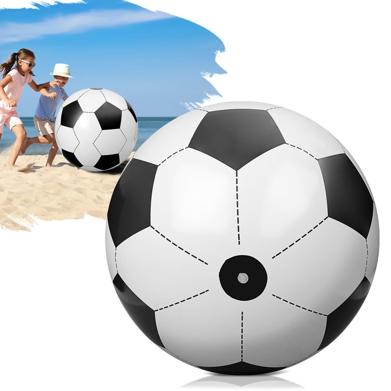 UKCOCO Giant Inflatable Football, 80cm Beach Ball for Kids Soccer Tournament Party Games Blow Up Pool Toys Outdoor Garden Summer Parties