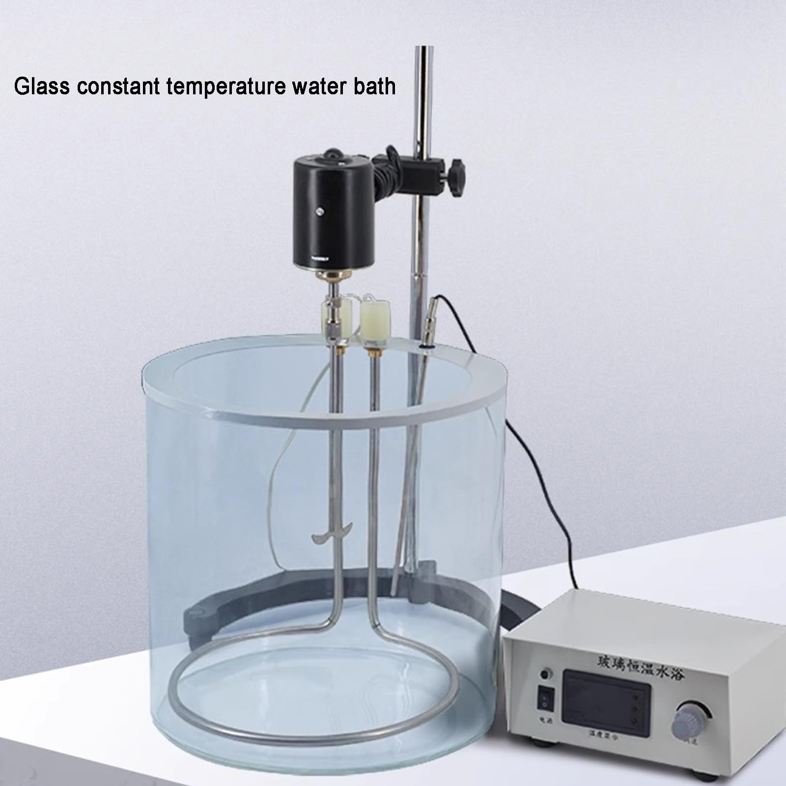 Baño María De Laboratorio, Recipiente para Baño María De Temperatura Constante con Recipiente De Vidrio, con Agitador (2500 RPM), Varilla De Calentamiento, Sensor De Temperatura