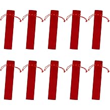 Tupalizy 6.9x1.4 Inch Velvet Drawstring Pen Pouch Bag Single Suede Pen Sleeve Holder Small Case Pencil Pouch for Protecting Gifting Storing Wood Pen Diamond Painting Pen Office School,10PCS Red