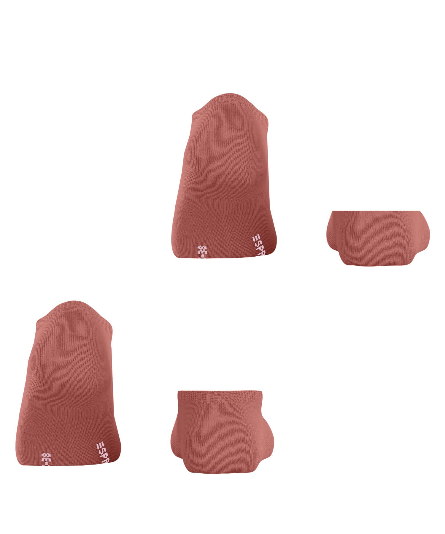 ESPRIT Kobiety Skarpety do trampek Uni Multipack W Sn Bawełna krótkie jednokolorowe 2 Pak, Różowy Peach 8796, 39-42