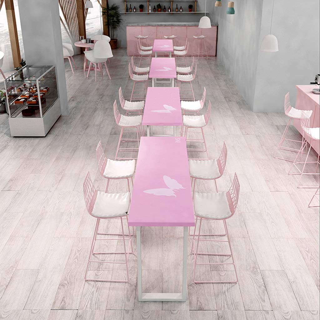 ピンク♡テーブル Amazon｜XZGang 木製 バーテーブル、 ピンク 矩形 ロングテーブル 飲食