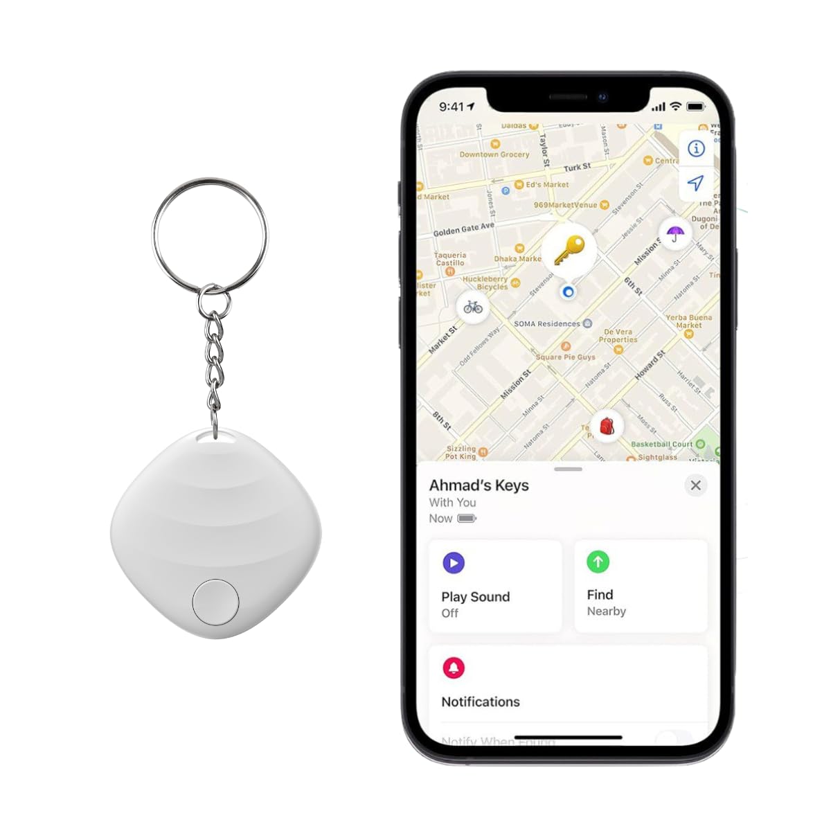 Tagit Key Finder and Item Finder (2 Pack), Works with Apple Find My App (iOS ONLY) for Keys, Luggage, Pets, Backpacks and More
