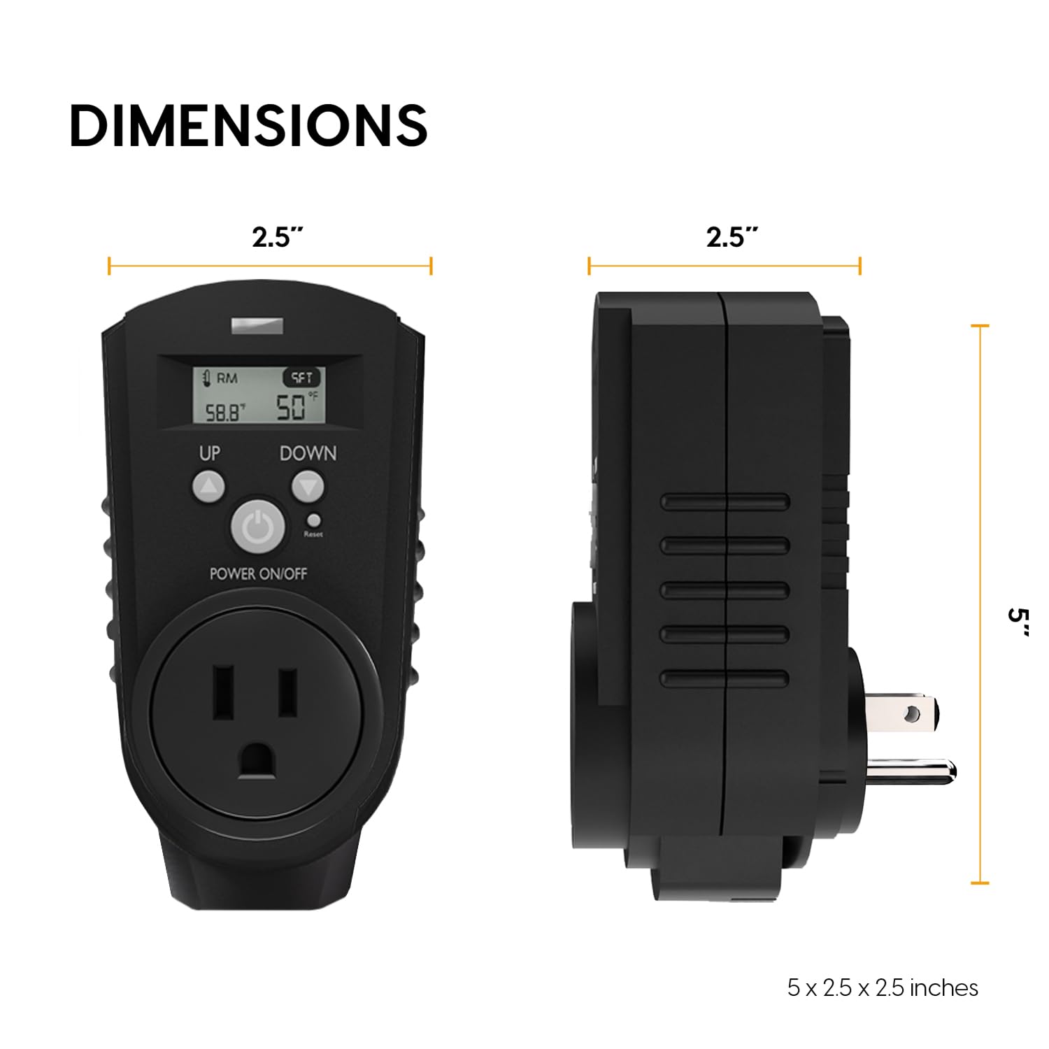 EconoHome - Termostato digital enchufable - Termostato programable con visualización LCD, control de temperatura y botones de encendido, compatible con montaje en pared y calentador portátil,