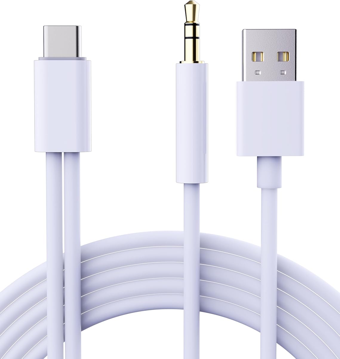 AUX to USB C Cable for Car,[Mfi Certified] 2-in-1 Type-C to 3.5mm Male Audio Cord with USB Charge Plug for iPhone Air 17/16/15 Series, Galaxy S20-S25, Pixel,Noise-Free Music & 5v/3A Charging