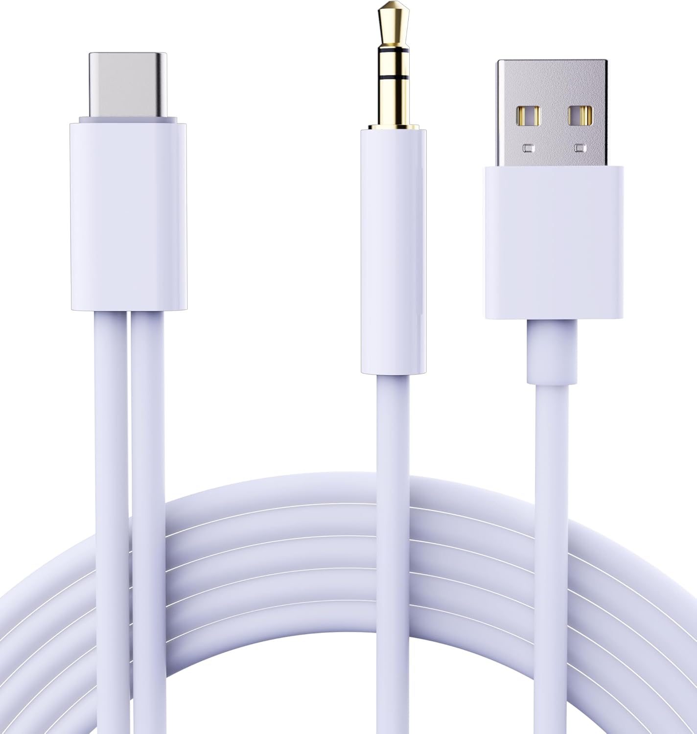 AUX to USB C Cable for Car,[Mfi Certified] 2-in-1 Type-C to 3.5mm Male Audio Cord with USB Charge Plug for iPhone Air 17/16/15 Series, Galaxy S20-S25, Pixel,Noise-Free Music & 5v/3A Charging