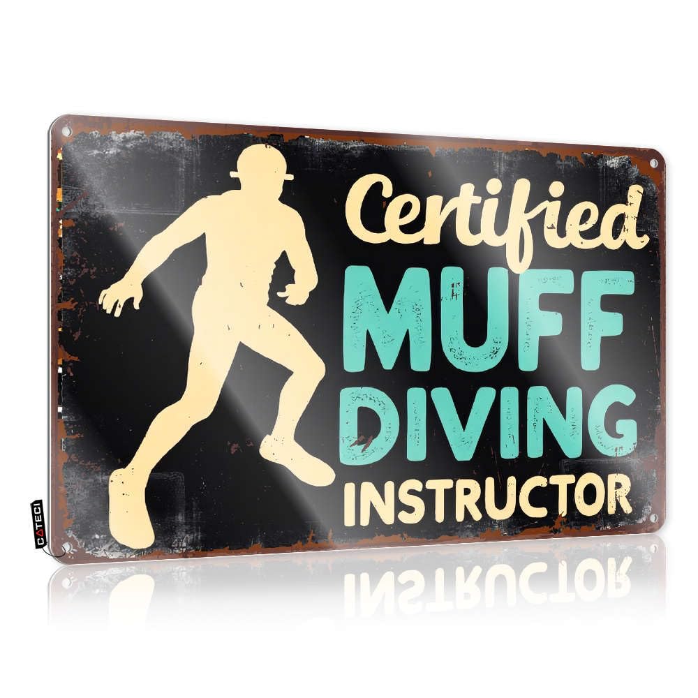 Fzfn Colour Cottage, Cool Wall Art Entryway Nice Certified Muff Diving Instructor | Rustic Humorous Wall Art(30X40cm)