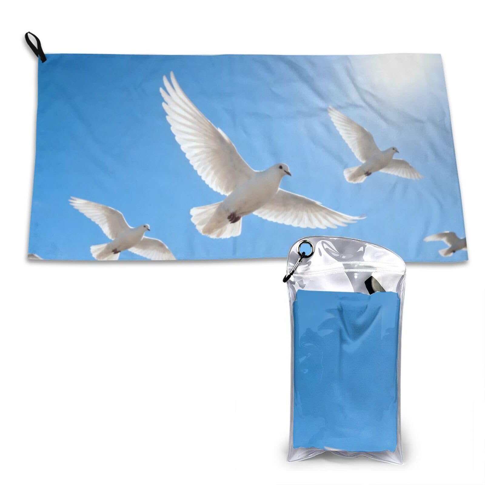 DUYKIMQW Free Blue sky Print Quick Dry Towel 16x31.5in White