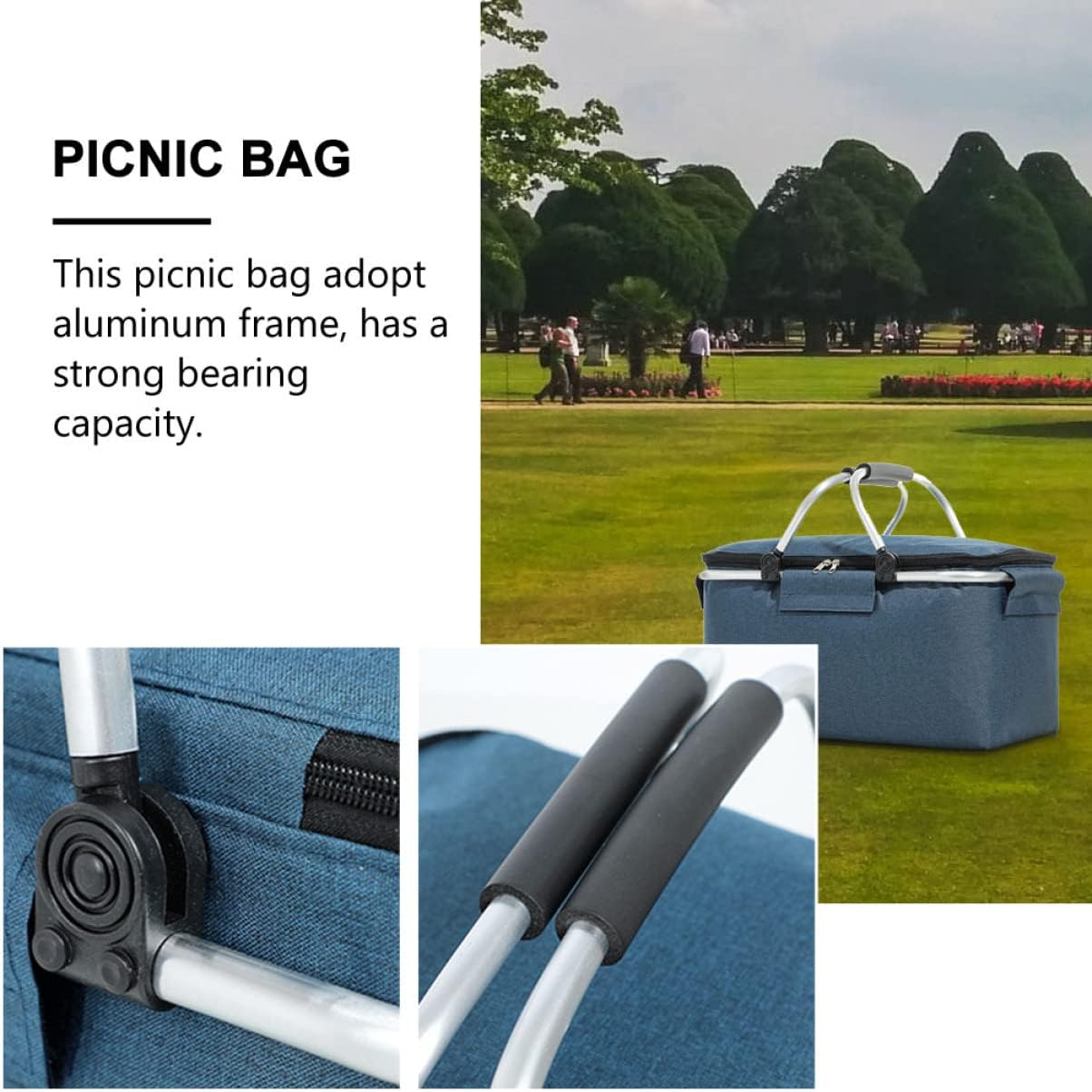 Insulated Picnic Basket with Wicker BBQ Cooler Tote for Outdoor Small Handle Storage Basket