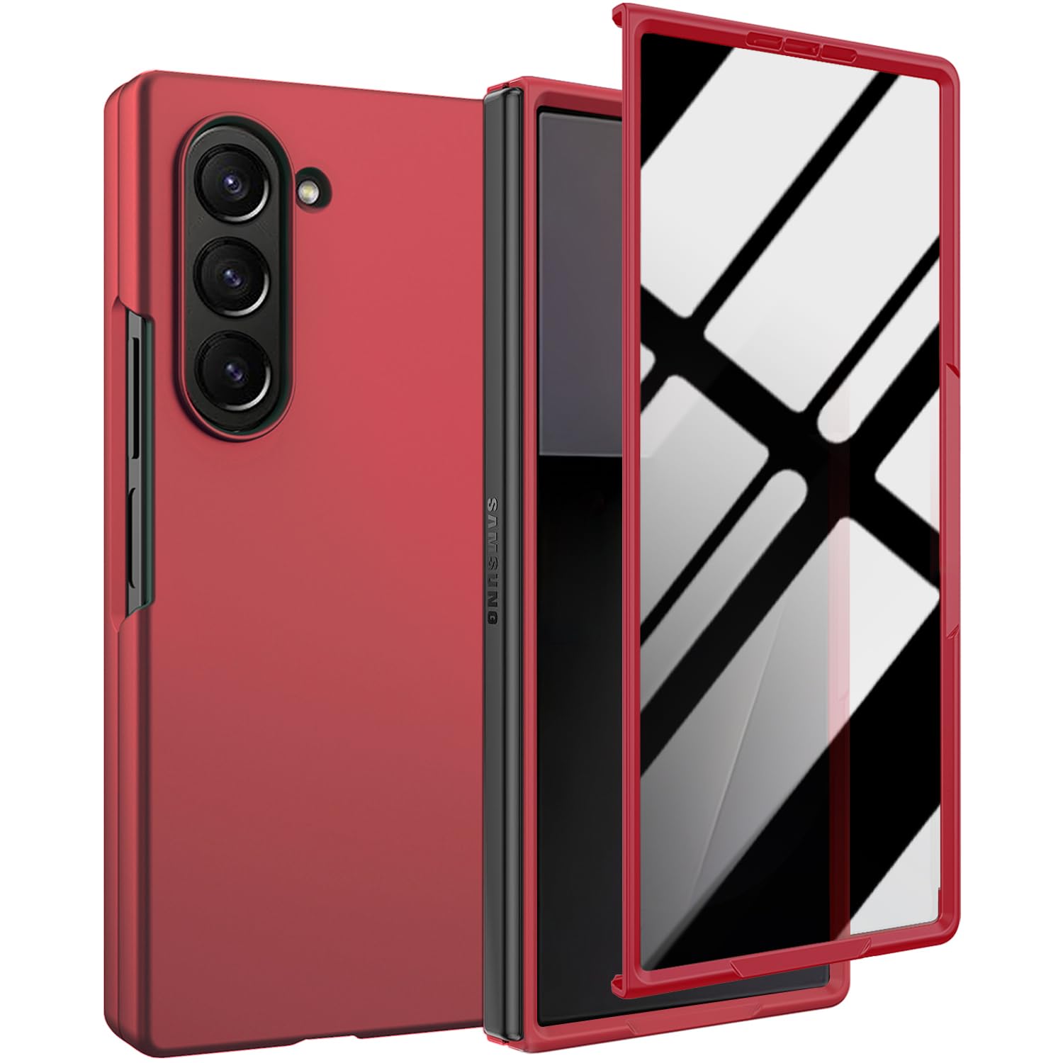 WEYNRBOX Z Fold 7 Privacy Case,for Galaxy Z Fold 7 Full Body Cover Built-in Anti Peeping Screen Protector,Hard PC Ultra-Thin Shockproof Protective Phone Cases for Galaxy Z Fold7,Red