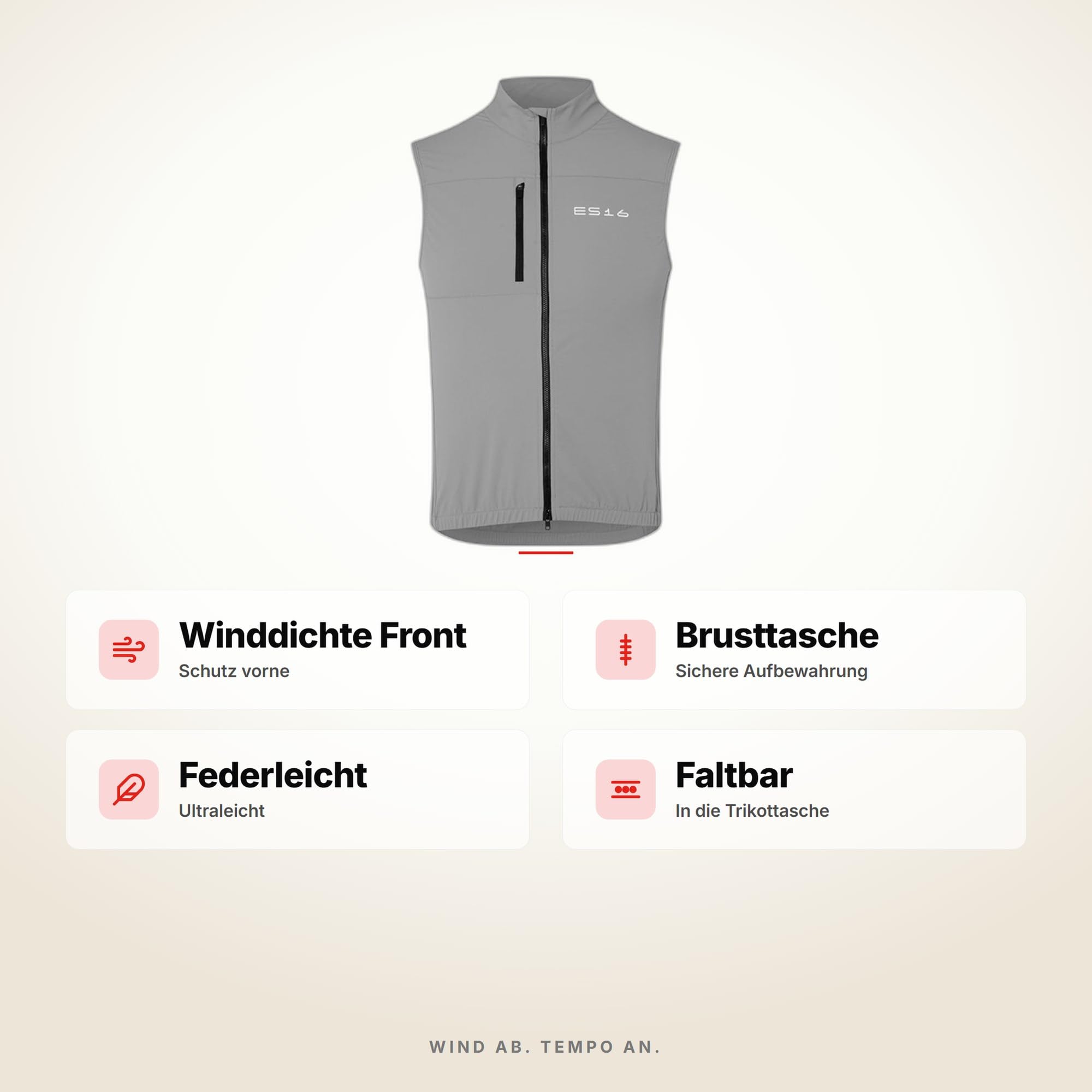 Kamizelka Wiatroszczelna Męska – Aerodynamiczna Cycling Vest z Plecami Mesh i Wiatroszczelnym Przedniem Panelem – Lekka i Składana do Kieszeni