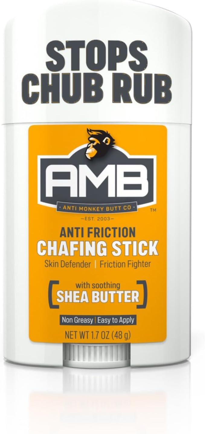 Anti Monkey Butt Anti Chafing Stick, Reduces Body, Thigh, Chest Chafe, Rubbing & Irritation with Shea Butter and Almond Oil, 1.7oz