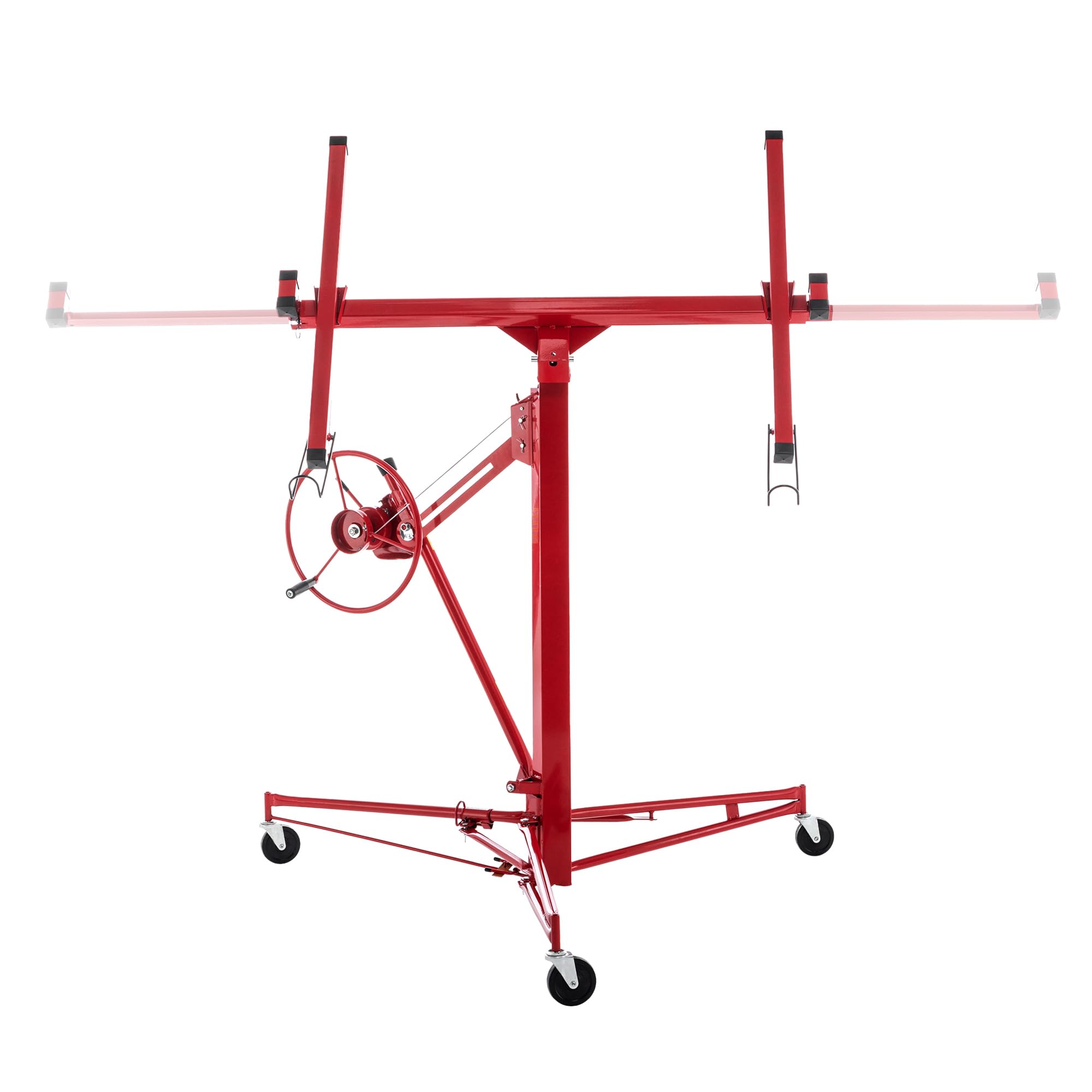 XXL Plattenheber Traglast bis 68 kg Arbeitshöhe 140-350 cm Max. Breite 2,90 m, 1-Mann-Bedienung Trockenbau Montagehilfe Mit 3 Bremse-Rädern für Innenausbau Rot