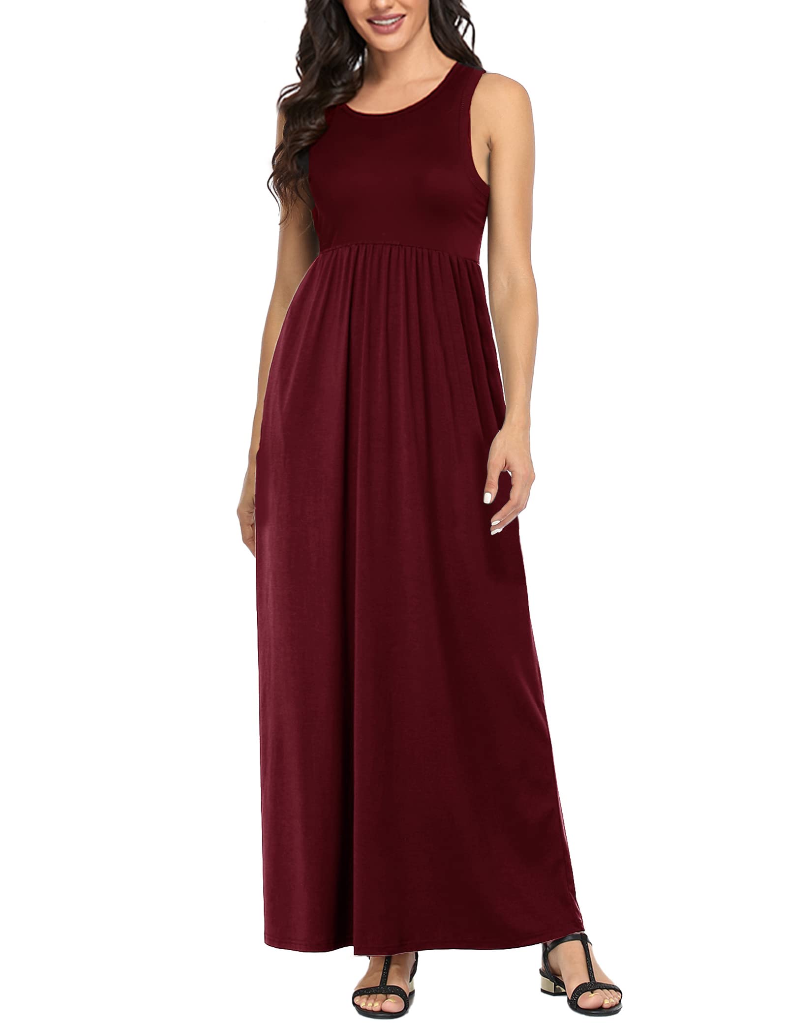 Lacavocor Womens Summer Maxi Dress Tank Top Sleeveless Long Dresses