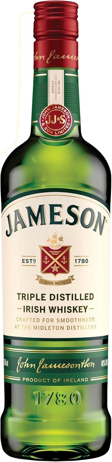Jameson Irish Whiskey, Blended Irish Whiskey aus feinen, dreifach destillierten Pot Still & Grain Whiskeys, Milder & zeitloser Whisky aus Irland, 1 x 0,7 l