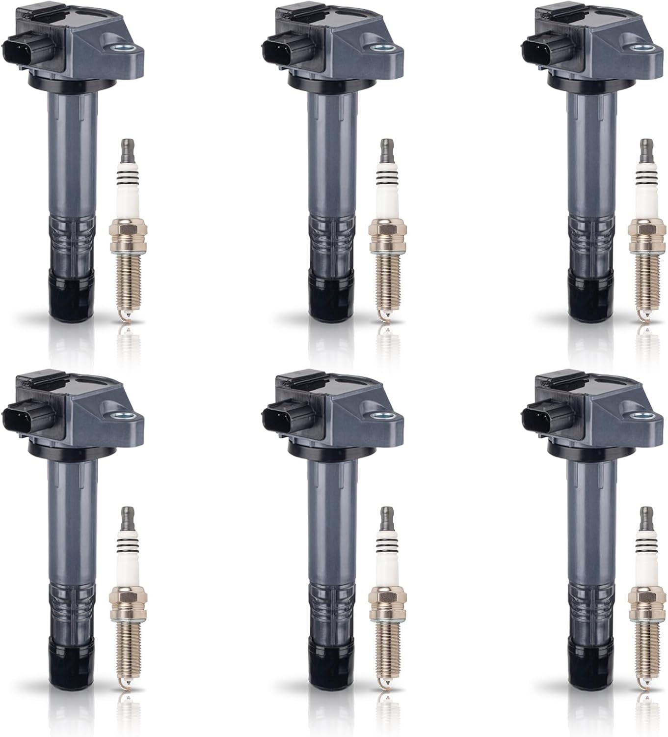ENA Set of 6 Ignition Coil with 6 Platinum Spark Plug Compatible with Acura Honda RLX TLX Accord Crosstour Odyssey Pilot 3.5L V6 Replacement for UF713 099700213 48886 5C1881 1788540 GN10733 C872 C1824