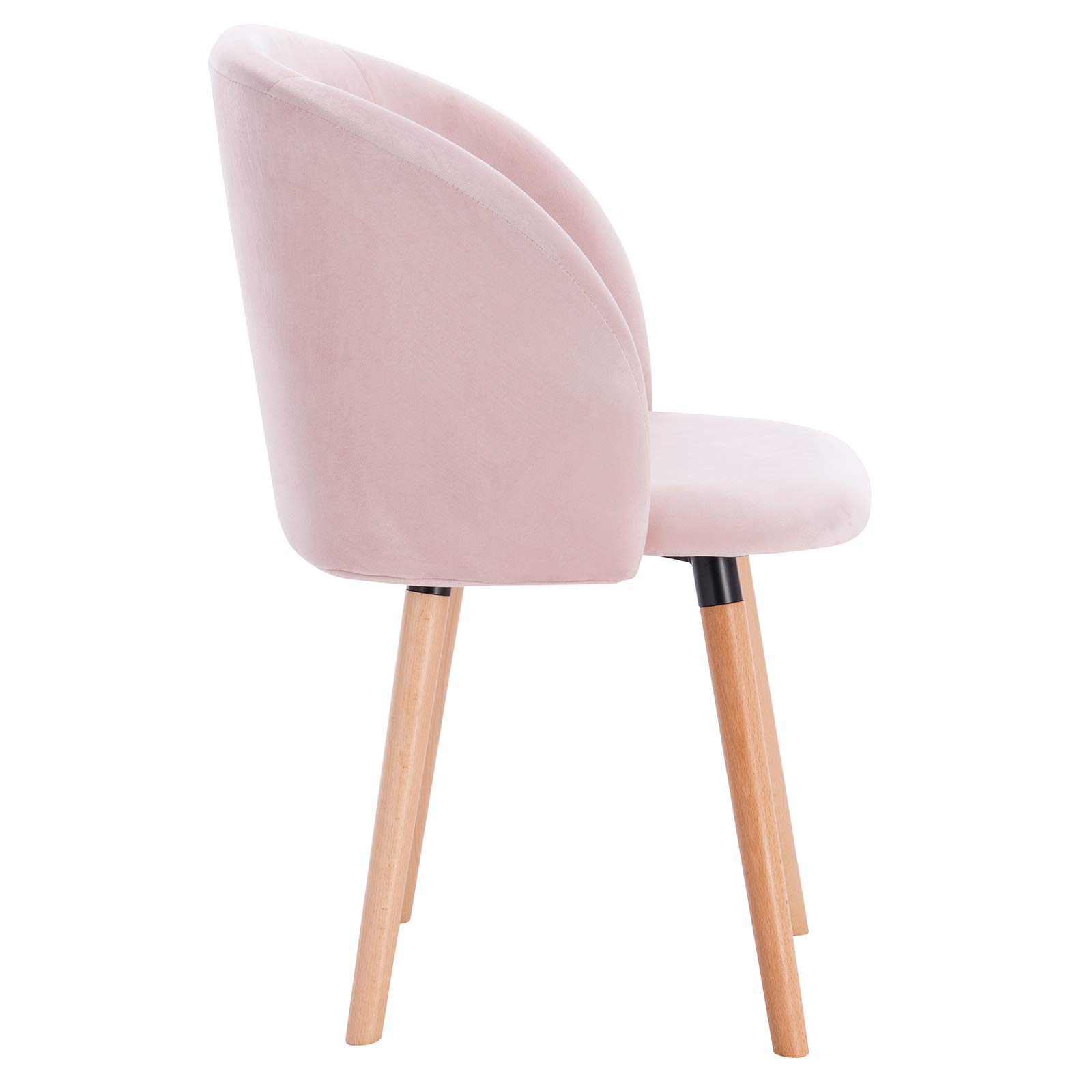 WOLTU Silla de Comedor,Terciopelo,Rosa | Tapizadas,Ergonómicas con Respaldo y Brazos para Salón y Dormitorio, Estilo Nórdico, Patas de Madera
