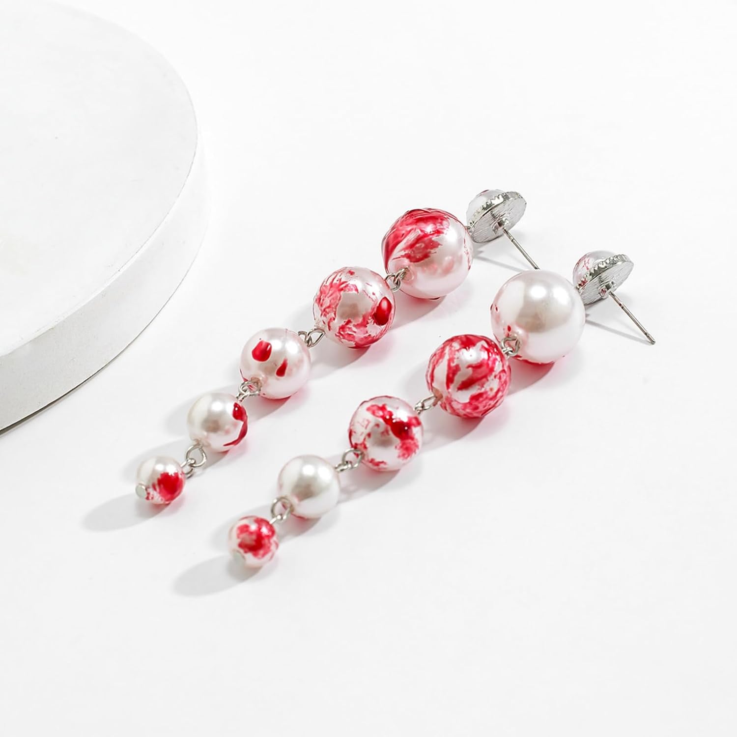 Gothic Blood Drop Earrings for Women Vampire Pearl Beaded Earrings Halloween Vampire Bloody Pearl Tassel Crystal Earrings Victoria Witch Party Accessory - Image 5