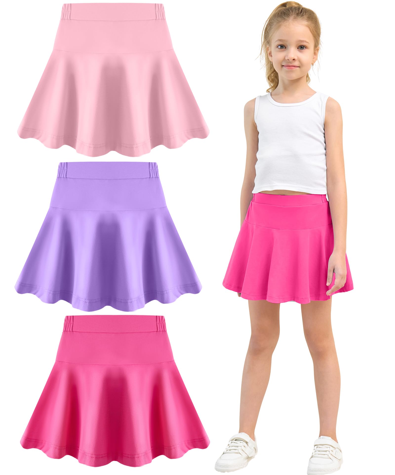 Toddler Skirt Little Girls Athletic Uniform Skorts Golf Outfit Cheer Tennis Skirts with Shorts