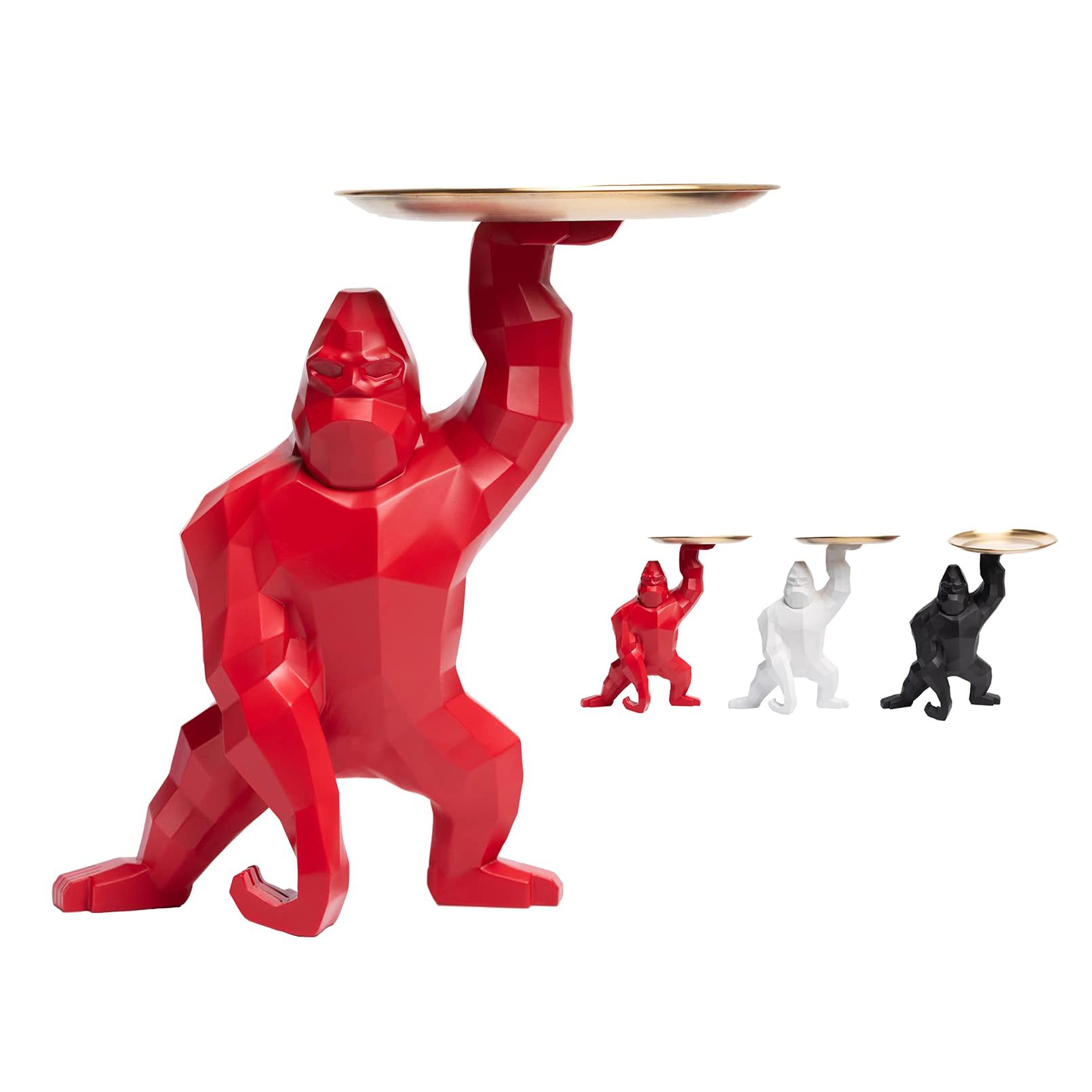 YXCQHZM Gorilla Statue, King Kong Statue, for Table Decoration, Fashion, Home Decoration, Multifunction, Office Storage, with Stainless Steel Tray (B)