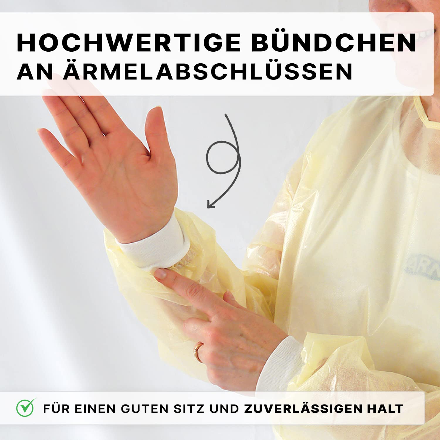 10 ARNOMED PP+PE-Schutzkittel Einweg, OP Kittel Virendicht, Gelbe Einweg Kittel in 130x140cm, PP Vlieskittel mit PE-Schicht, Einmalkittel 30 g/m², OP-Kittel, Schutzkittel wasserdicht, Einwegkittel