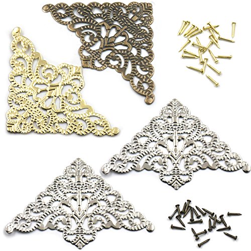 fujiyuan 20pcs 56 mm 2,20 "joyas regalo vino casos libros álbum de recortes esquina decorativo esquina pantalla Crafts caja de madera oro