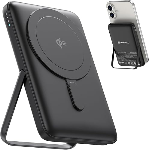 Mayfeel Cargador portátil magnético, banco de energía inalámbrico ultra rápido de 15 W con certificación Qi2 con alimentación por cable de 30 W, una