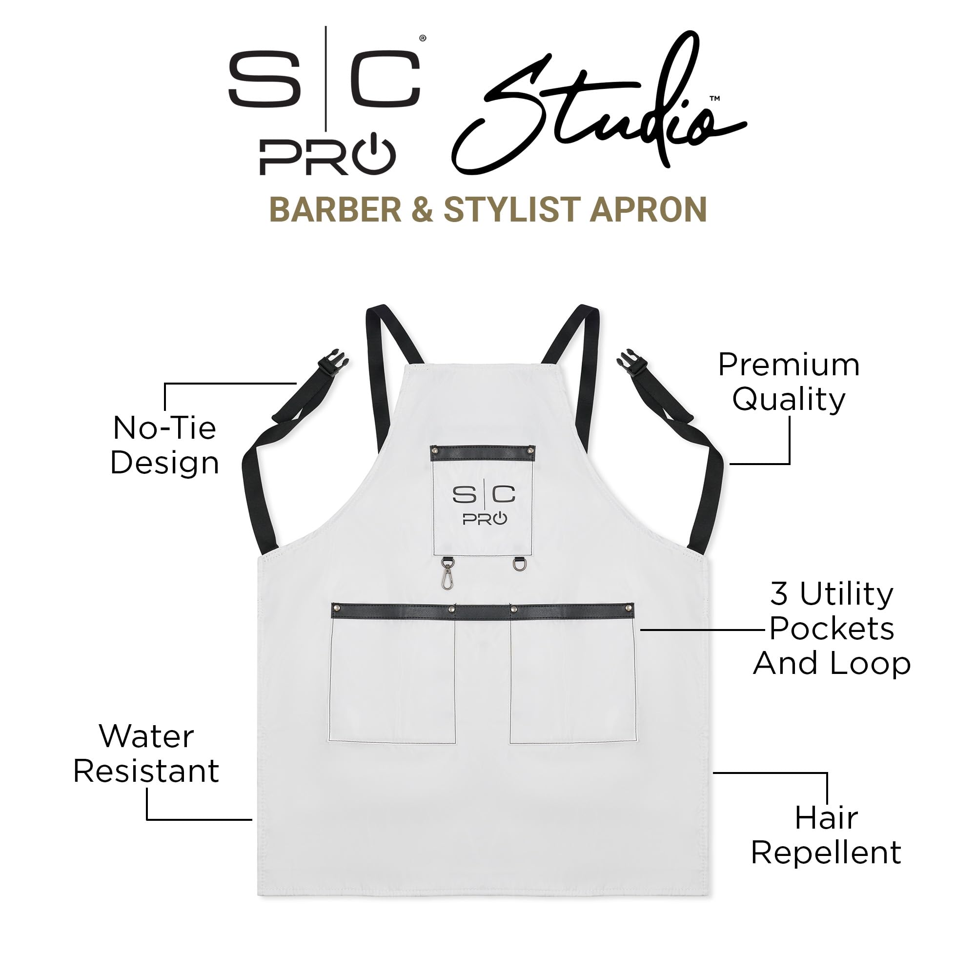 StyleCraft Grembiule da barbiere professionale, resistente, impermeabile, con tracolla posteriore incrociata e tasche