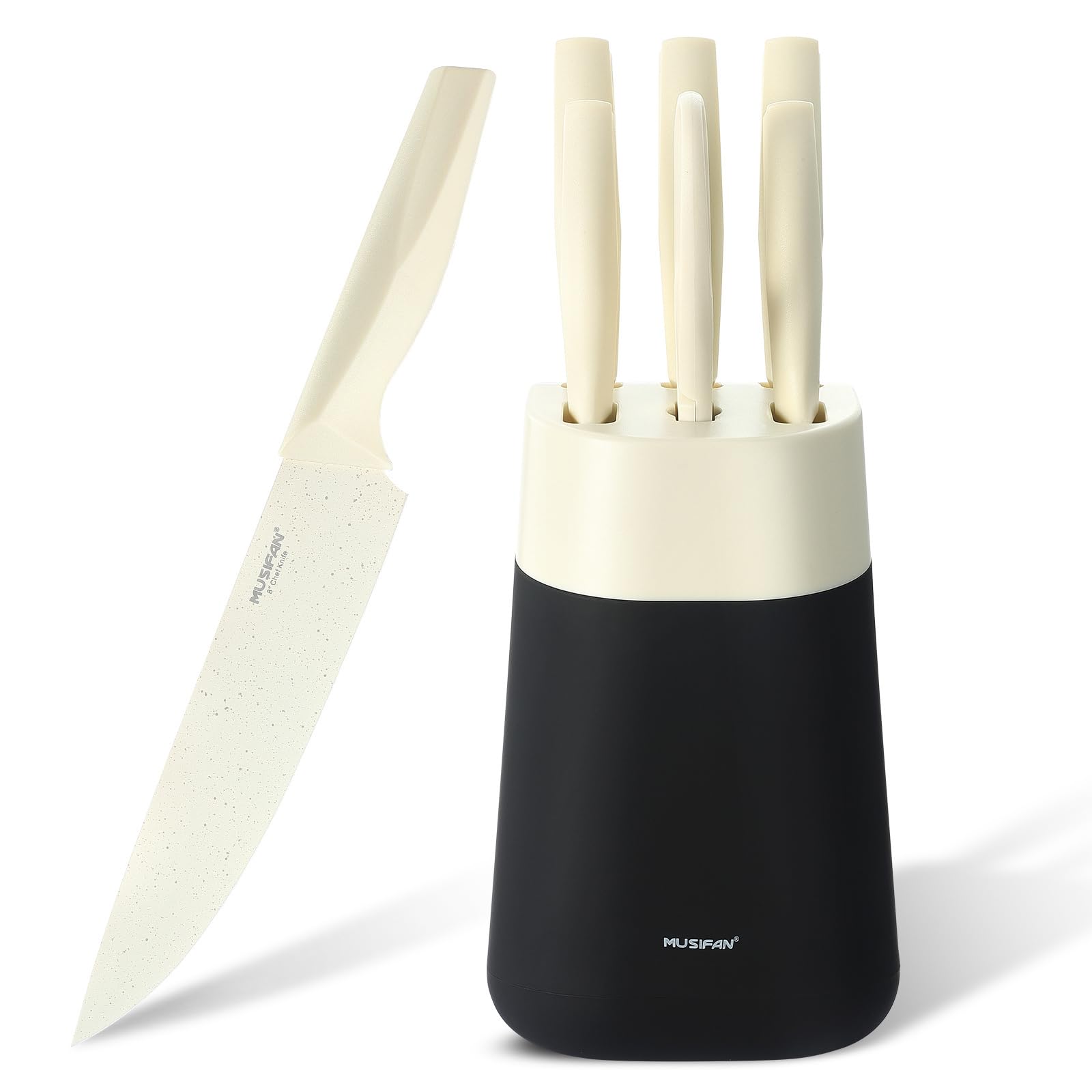 7-Piece Kitchen Knife Set Knife Block Sets and High-Carbon Stainless Steel Kitchen Knives for Cooking Dishwasher Safe Ergonomic