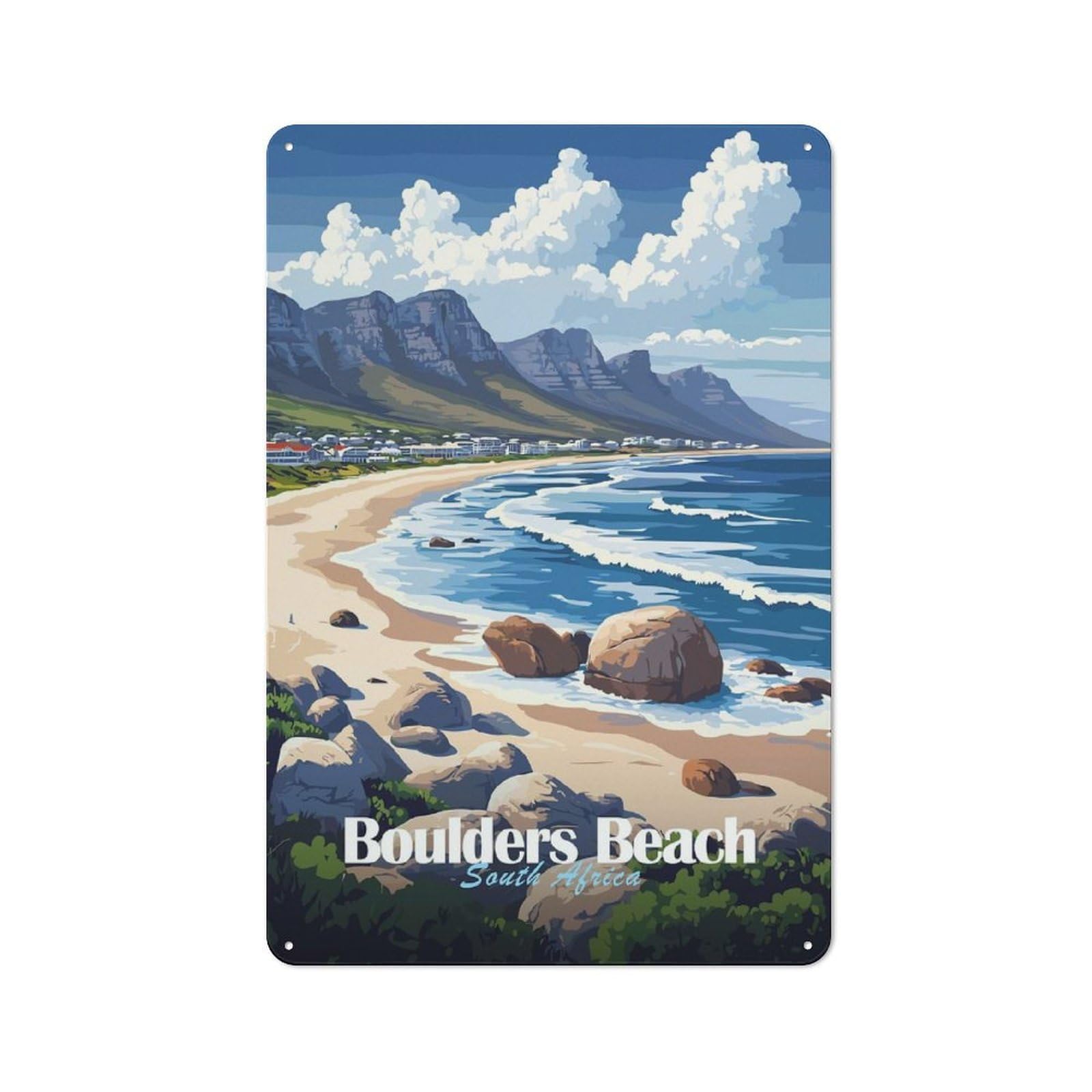 Junmoney Style-4 Boulders Beach, South Africa Printed Metal Sign 30X20cm For Man Cave Or Games Room, Suited To Games Room Collectors
