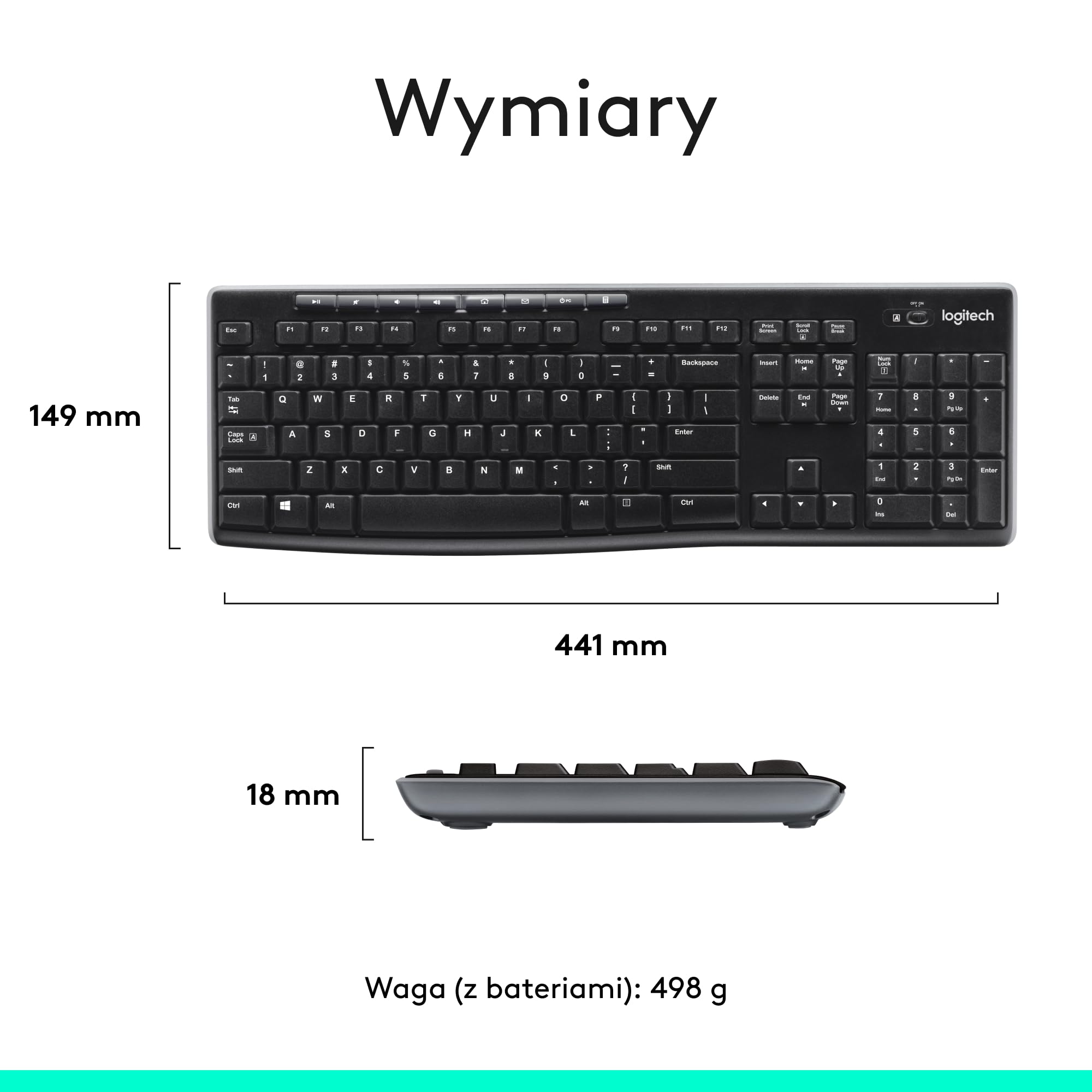 Logitech MK270 Bezprzewodowy Zestaw Klawiatura i Mysz dla Windows, 2,4 GHz, Kompaktowa Myszka, 8 multimedialnych klawiszy skrótowych, bateria 2 lata, dla PC, Laptop, QWERTY układ US Intl - Czarny