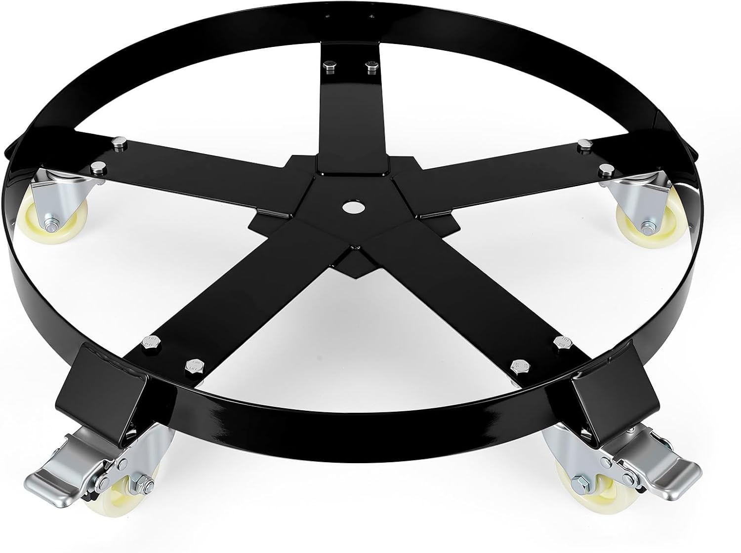 GarveeTech 55 gal Drum Dolly,1250 LBS Load Capacity Barrel Dolly with 360° Swivel Casters Wheel & Cross Braces,Barrel Cart with Brake,Non Tipping Dollies for Warehouse Drum Handling