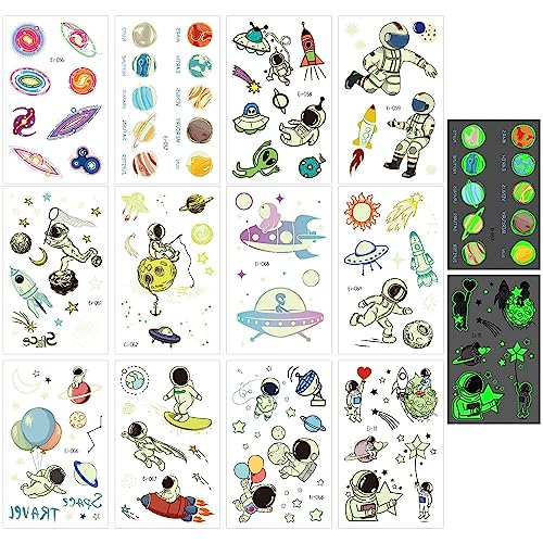 12 Adesivi Spazio Bagliore nel Tatuaggio Scuro