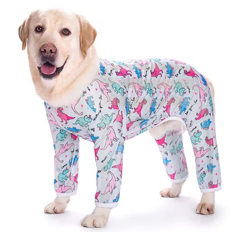 Dog Clothes for Medium Large Dogs, Anti-Hair Apparel Dog Onesie Sunscreen Cooling Pet Four-Legged Jumpsuit Pajamas Dog Shirt_32(Dinosaur) — image 1
