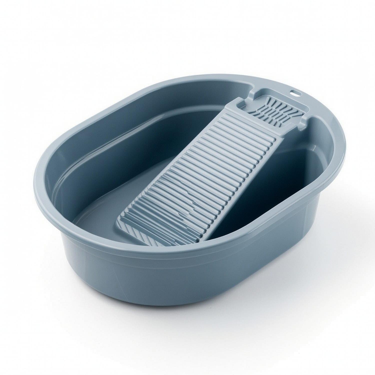 ABS Laundry Basin with Washboard Compact Washboard Basin Thickened Wash Tub with Scrubber Long-Lasting for Students, Renters, Dorm Rooms, Apartments, Dark Blue-image-36